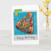 Pizza Lilo Tabby Cat Funny Birthday Card Karte (Gelbe Blume)