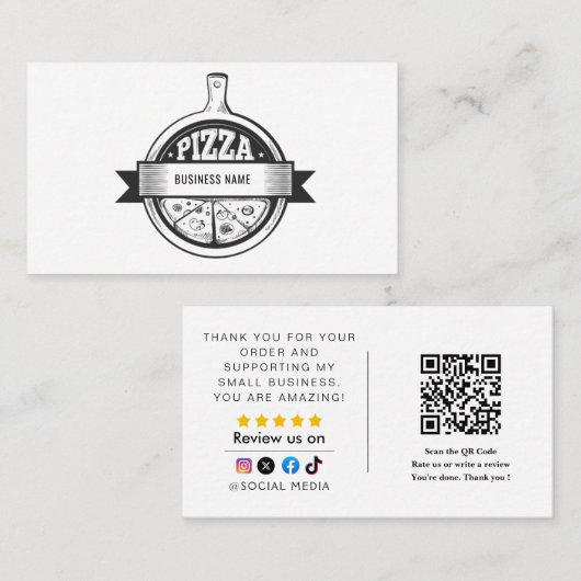 pizza LOGO QR Code Business Card Visitenkarte (Vorne/Hinten)