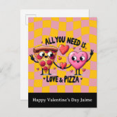 Pizza Love Valentines Day Postcard Postkarte (Vorne/Hinten)