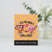 Pizza Love Valentines Day Postcard Postkarte (Stehend Vorderseite)