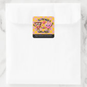 Pizza Love Valentines Day School Favor Quadratischer Aufkleber (Tasche)