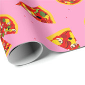 Pizza Lover Cartoon Pizzas Gemustert Geschenkpapier (Rolleneckpunkt)