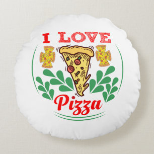 Pizza Lover Fun Design for Food Fanatics Rundes Kissen