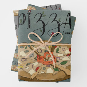 Pizza Lover Gift Wrap - Set von 3 Jahren Geschenkpapier Set