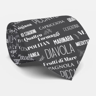 Pizza Lover Typografic Italian Koch Black Krawatte