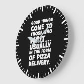 Pizza Lover Zitat - Gute Dinge kommen - Spaß Große Wanduhr (Winkel)