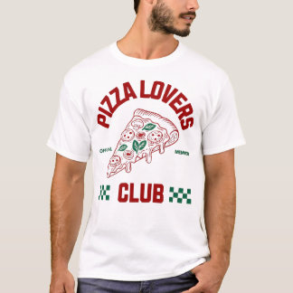 Pizza Lovers Club Funny Food Graphic T-Shirt