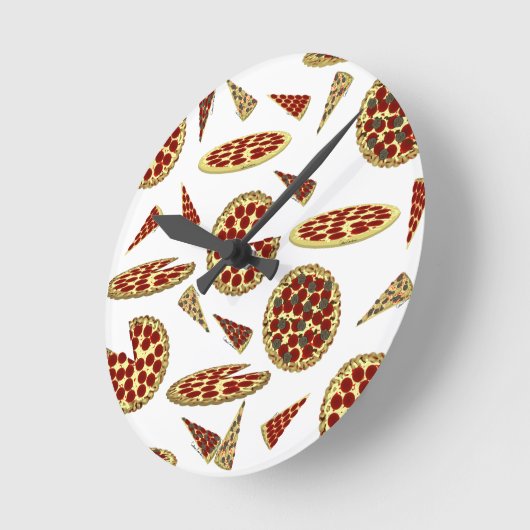 Pizza Lover's Pattern Runde Wanduhr (Winkel)