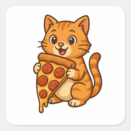 Pizza-Loving Cat Sticker - Funny Kawaii Feinschmec (Vorderseite)