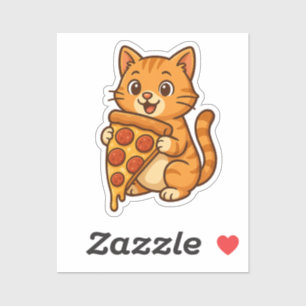 Pizza-Loving Cat Sticker - Funny Kawaii Feinschmec