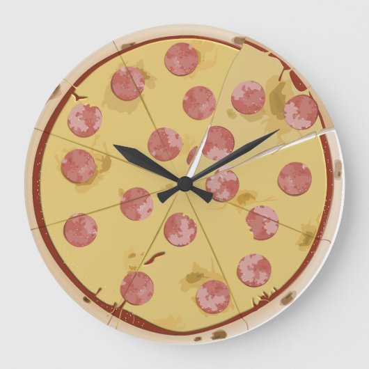 PIZZA lustiger WALL CLOCK Große Wanduhr (Vorderseite)