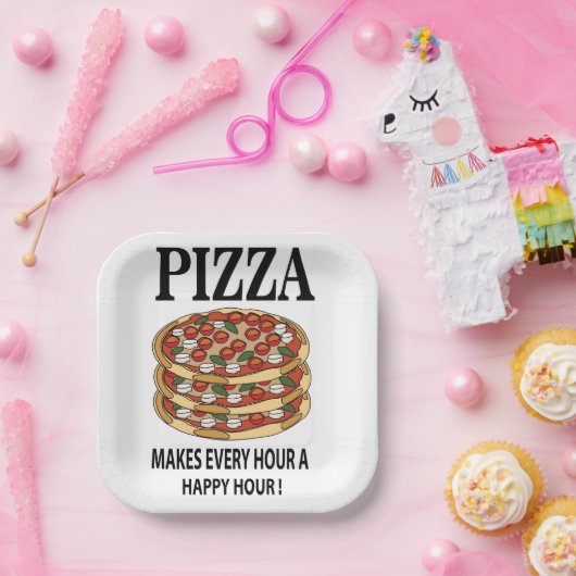 Pizza macht jede Stunde ein Pizza-Party Pappteller (Party)