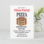 Pizza macht jede Stunde eine glückliche Stunde Piz Einladung (Stehend Vorderseite)