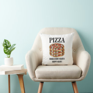 Pizza Macht Jede Stunde Zu Einer Glücklichen Stund Kissen