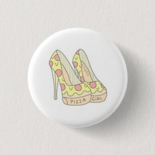 Pizza-Mädchen-Heels-//-Standard, 2 ¼ Zoll-runder Button (Vorderseite)