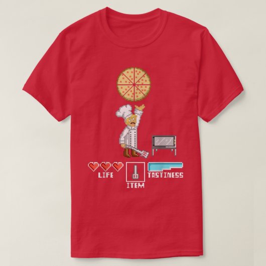 Pizza Maker Chef Piel Art Funny 8 bits Retro Game T-Shirt (Design vorne)