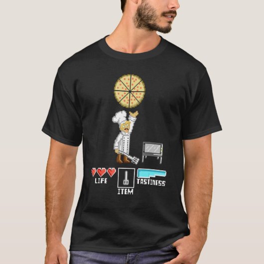 Pizza Maker Koch Pixel 8 Bits Retro-Spielekonsole T-Shirt (Vorderseite)