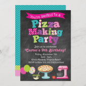 Pizza-Making-Party Einladung (Girl's) (Vorne/Hinten)