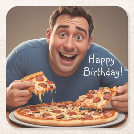 Pizza Man Rechteckiger Pappuntersetzer (Vorderseite)