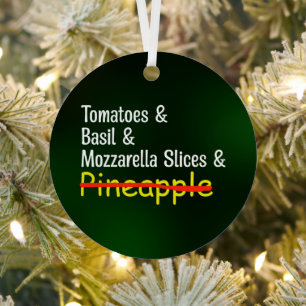 Pizza Margherita ohne Ananas Weihnachtsrund Ornament Aus Metall