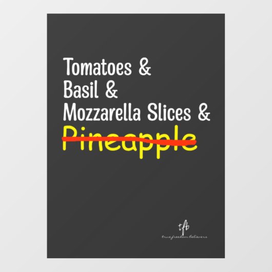 Pizza Margherita W/O Ananas Fensteraufkleber (Blatt)