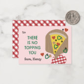 Pizza Mein Herz Klassenzimmer Valentine Pink Note  Mitteilungskarte (Vorderseite/Rückseite Beispiel)