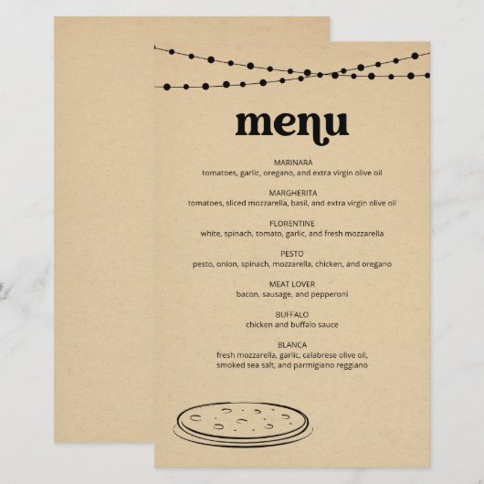 Pizza-Menü (Vorne/Hinten)