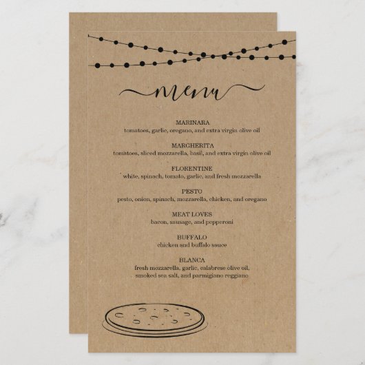 Pizza-Menü (Vorne/Hinten)