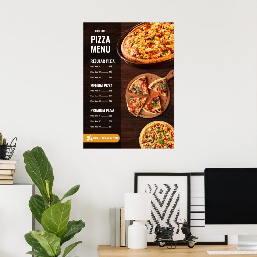 Pizza Menü Pizzeria Restaurant Menü Poster (Heimbüro)