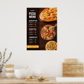 Pizza Menü Pizzeria Restaurant Menü Poster (Küche)