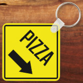 Pizza Metal Square Schlüsselanhänger (Rückseite)