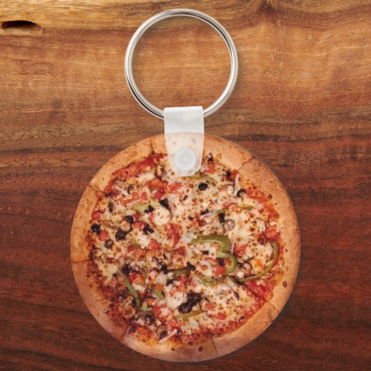 Pizza mit den Werken Schlüsselanhänger (Vorderseite)