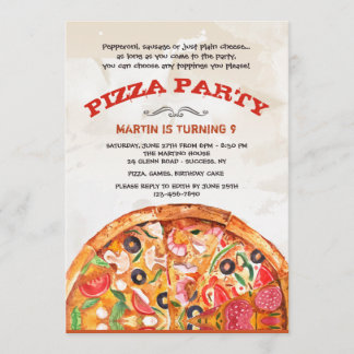 Pizza mit Einladung