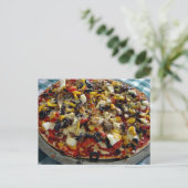 Pizza mit Feta, Oliven, Capsicum Postkarte (Stehend Vorderseite)