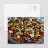 Pizza mit Feta, Oliven, Capsicum Postkarte (Vorne/Hinten)