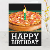 PIZZA MIT KANDLE GEBURTSTAG ÜBERSICHTEN KARTE (Gelbe Blume)