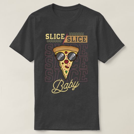 Pizza mit Käseschmust und Slice, Stück T-Shirt (Design vorne)
