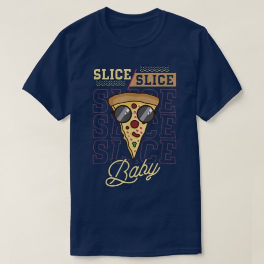Pizza mit Käseschmust und Slice, Stück T-Shirt (Design vorne)