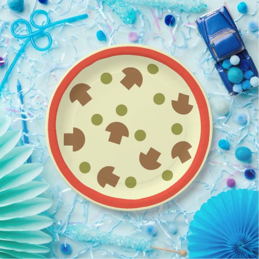 Pizza mit Mushrooms Olive Cheese Tomato Sauce Pappteller (Party)