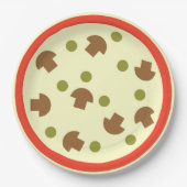 Pizza mit Mushrooms Olive Cheese Tomato Sauce Pappteller (Vorderseite)