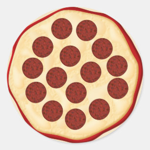 Pizza mit Pepperoni Runder Aufkleber