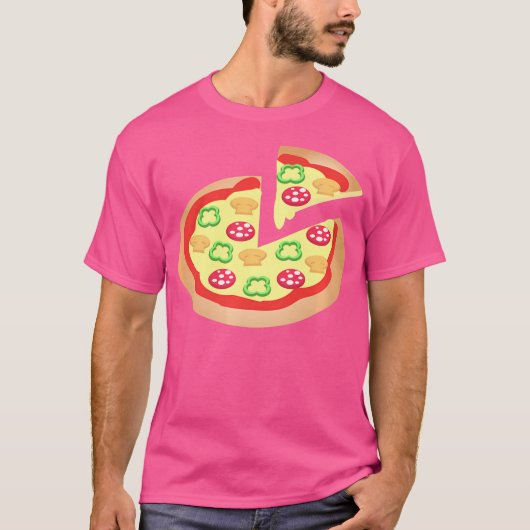Pizza mit Pilzen Paprika Pepperoni T-Shirt (Vorderseite)