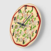 Pizza mit Pilzen und Paprikaschoten Große Wanduhr (Winkel)