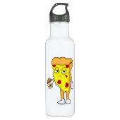 Pizza mit Salami Chee & Kaffee Edelstahlflasche (Vorderseite)