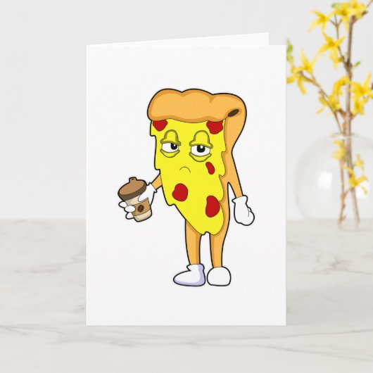 Pizza mit Salami Chee & Kaffee Karte (Gelbe Blume)