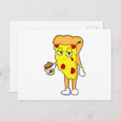 Pizza mit Salami Chee & Kaffee Postkarte (Vorne/Hinten)