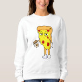 Pizza mit Salami Chee & Kaffee Sweatshirt (Vorderseite)