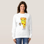 Pizza mit Salami Chee & Kaffee Sweatshirt (Vorne ganz)