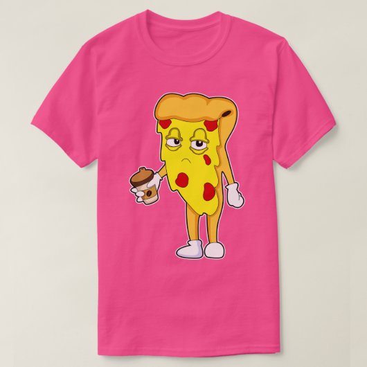 Pizza mit Salami Käse Kaffee T-Shirt (Design vorne)