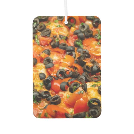 Pizza mit schwarzen Oliven Autolufterfrischer (Vorderseite)